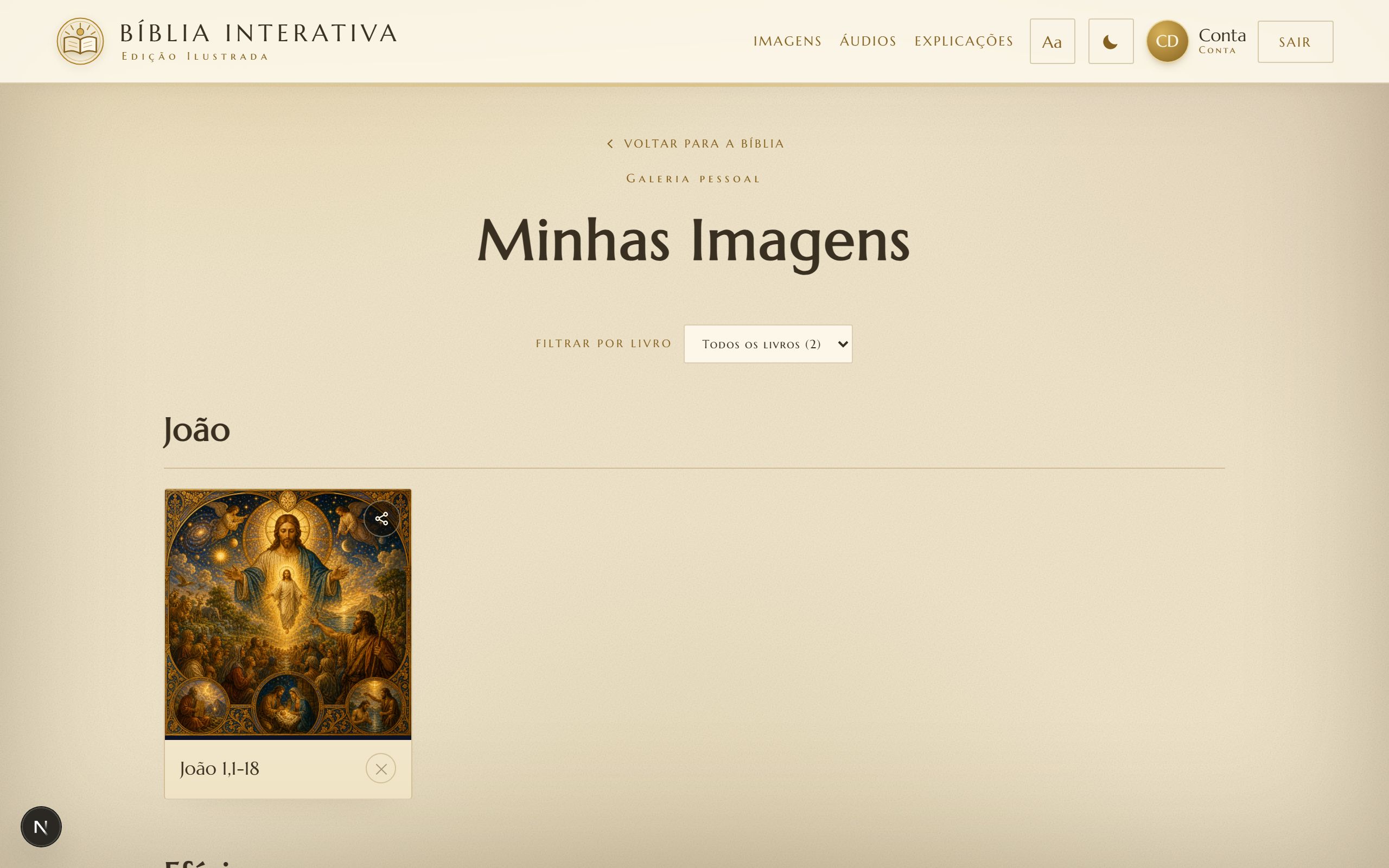 Galeria pessoal com imagem de arte sacra gerada para João 1